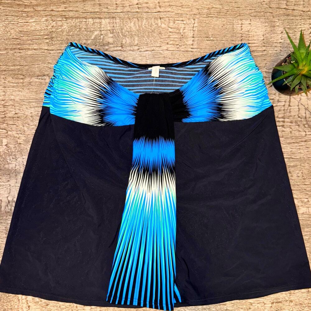Gottex‎ Tankini Top Size S – Blue Burst Front Drape Swim Top | Retro Resortwear